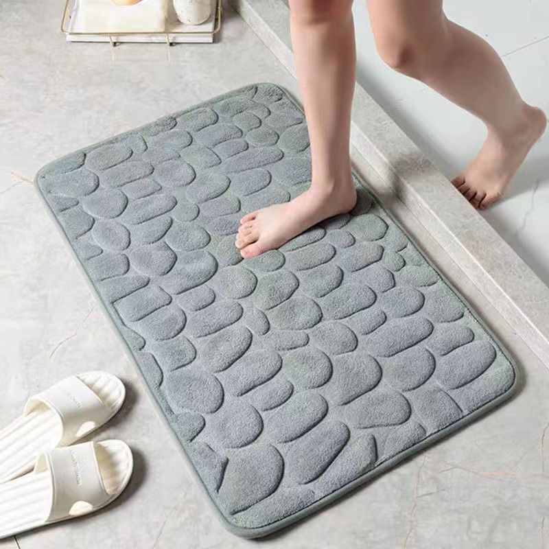 3D Non Slip Bathroom Mat Cobblestone Embossed Bath Mats Absorbent Doormat Carpet Door Floor Mats Machine Washable Quick Drying - Bonnie Lassio