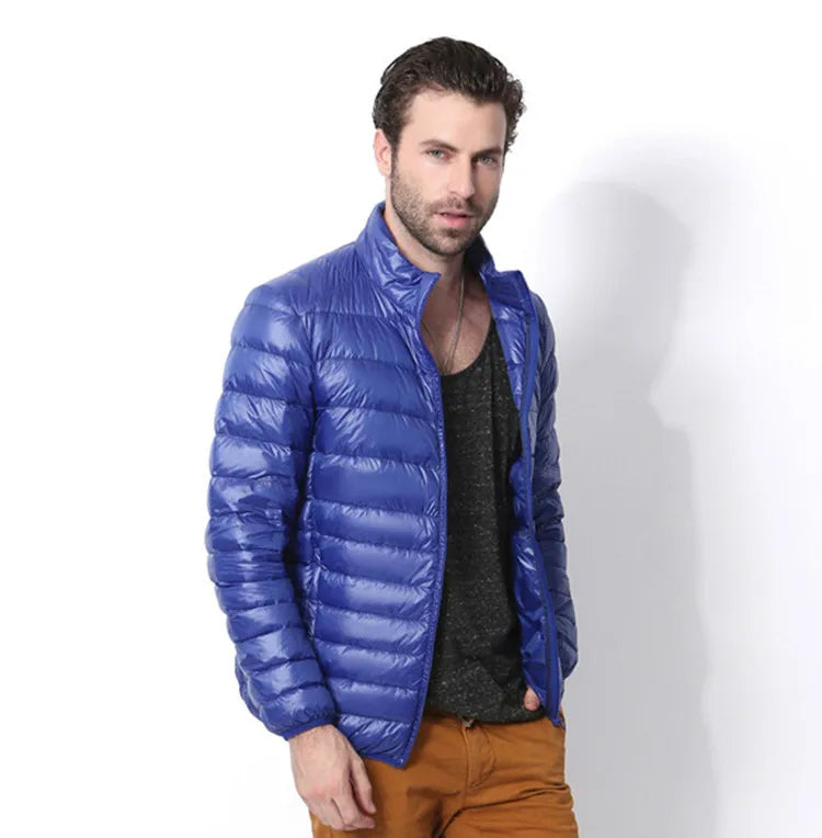 Autumn Ultralight Thin Down Coat Male Goose Feather Large Size Casual Short Jacket Men Standing Collar Down Jacket Wholesale - Bonnie Lassio