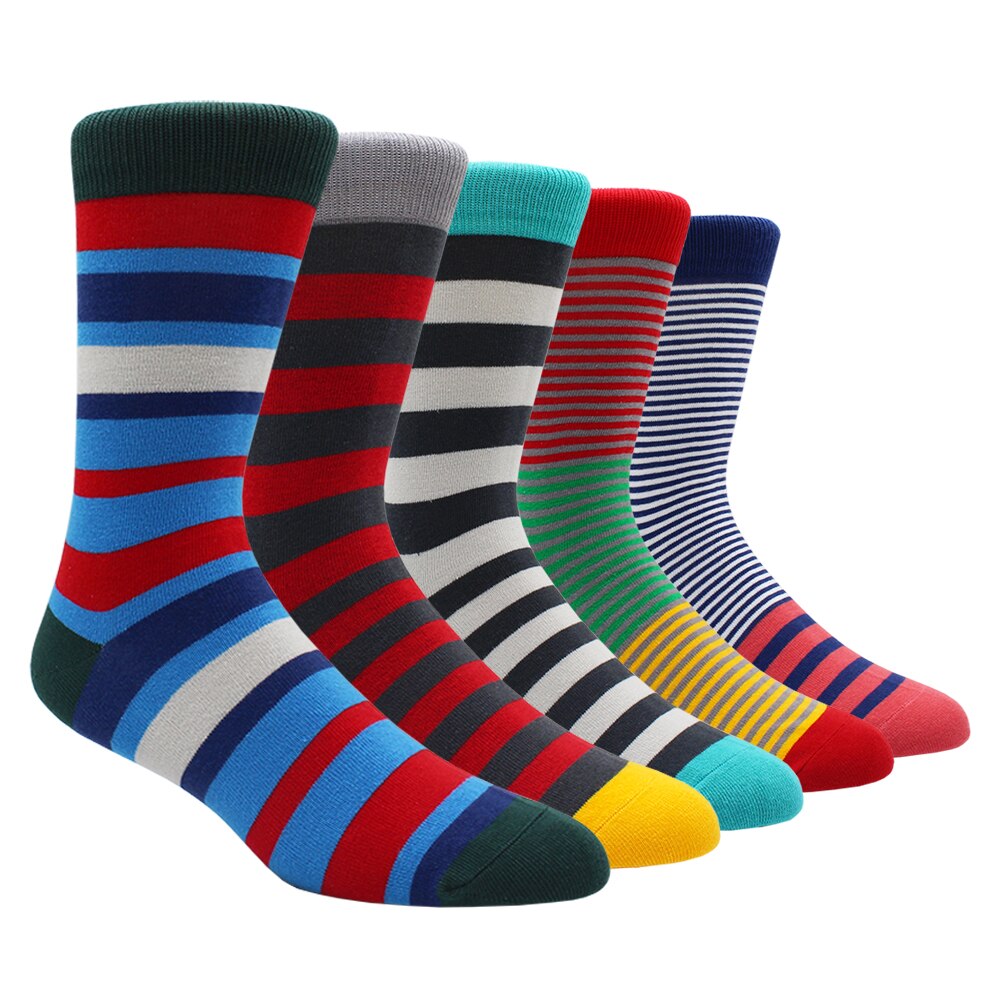 Mens Rainbow Socks Striped Mixed Colours 5 Pairs - Bonnie Lassio