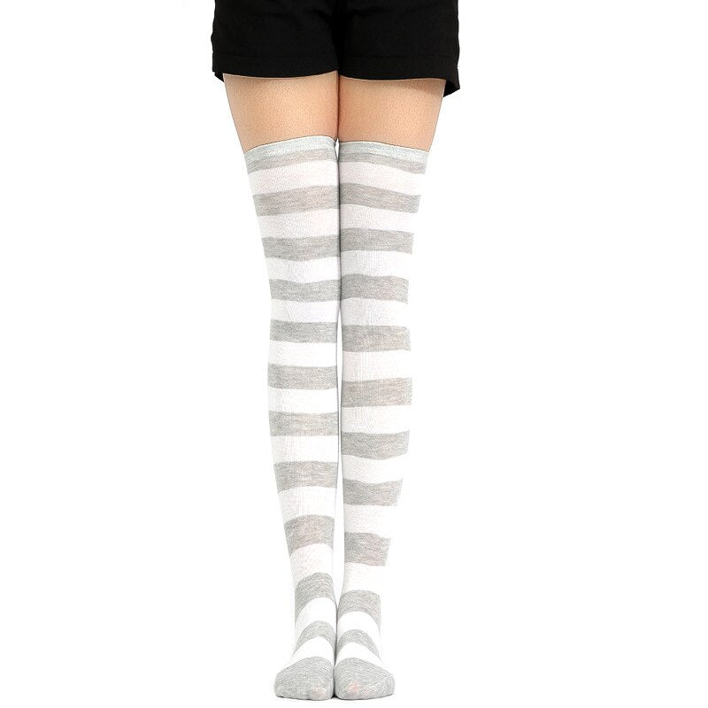 Long Tube Ladies Japanese Blue and White Striped Over-knee Socks Thigh High - Bonnie Lassio