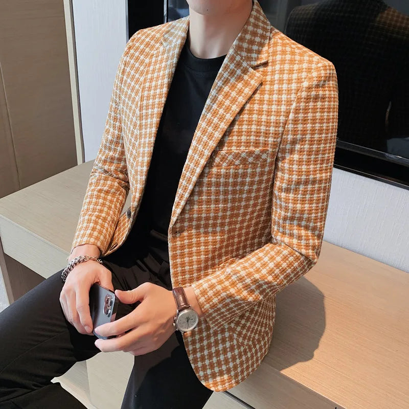 Men's Plaid Casual Jacket Blazer