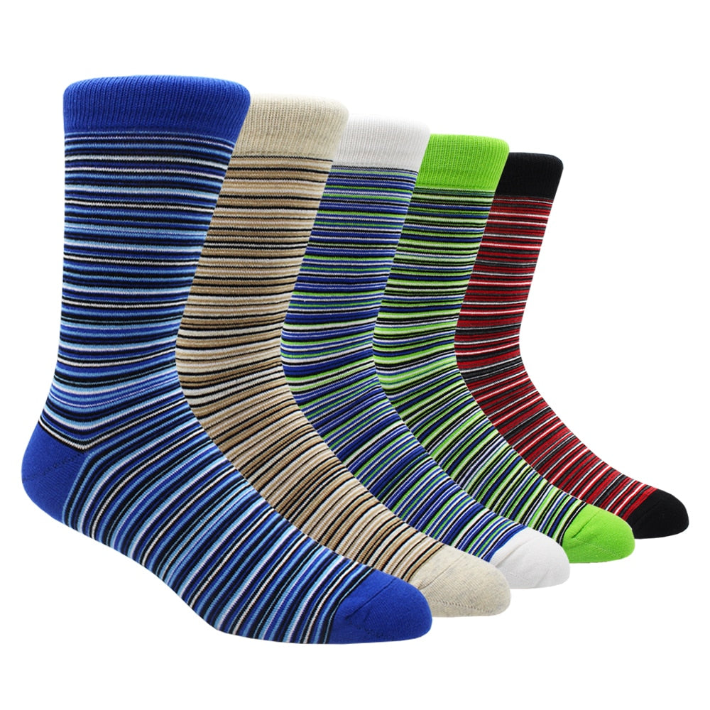 Mens Rainbow Socks Striped Mixed Colours 5 Pairs - Bonnie Lassio