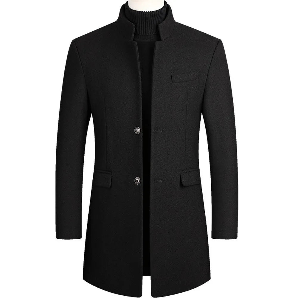 Mens Slim Fit Long Sleeved Winter Coat Single Breasted - Bonnie Lassio