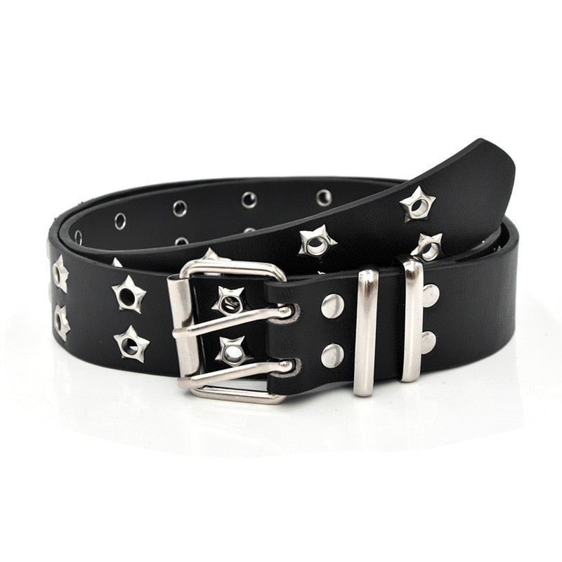 Goth Style Double Pin Buckle Unisex Fashion Casual Puck Style PU Leather - Bonnie Lassio