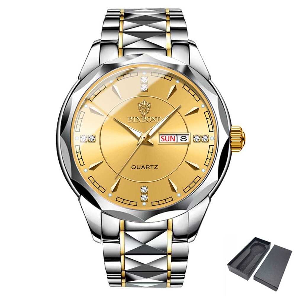 Men Gold Watch Luxury Quartz Mens Business Watches Fashon Day Date Male Clock Stainless Steel Waterproof Relogio Masculino 2023 - Bonnie Lassio