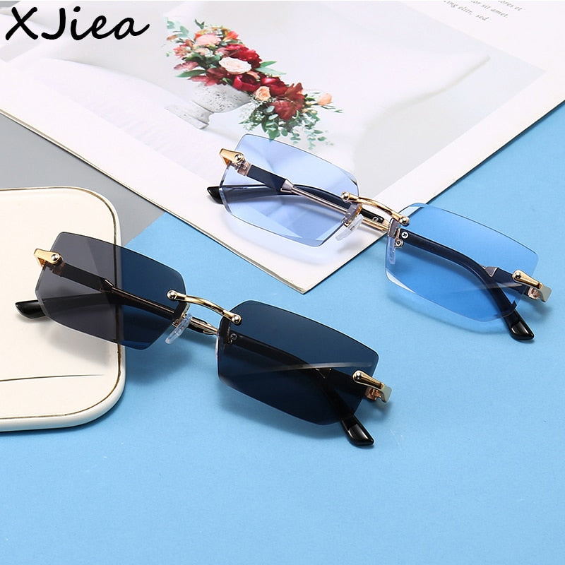 XJiea Rectangular Rimless Sunglasses,Fashion Men Outdoor Sun Glasses,Summer Women Decorative Eyewear,Shopping, Drive to Wear - Bonnie Lassio