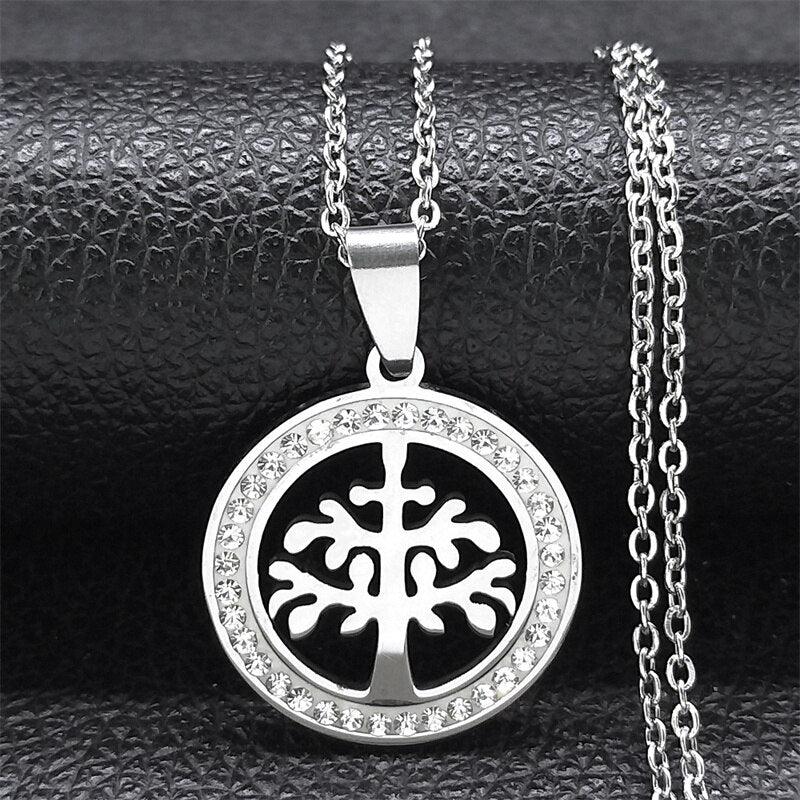 Aesthetic Tree of Life Chain Necklace for Women Men Stainless Steel Silver Colour - Bonnie Lassio