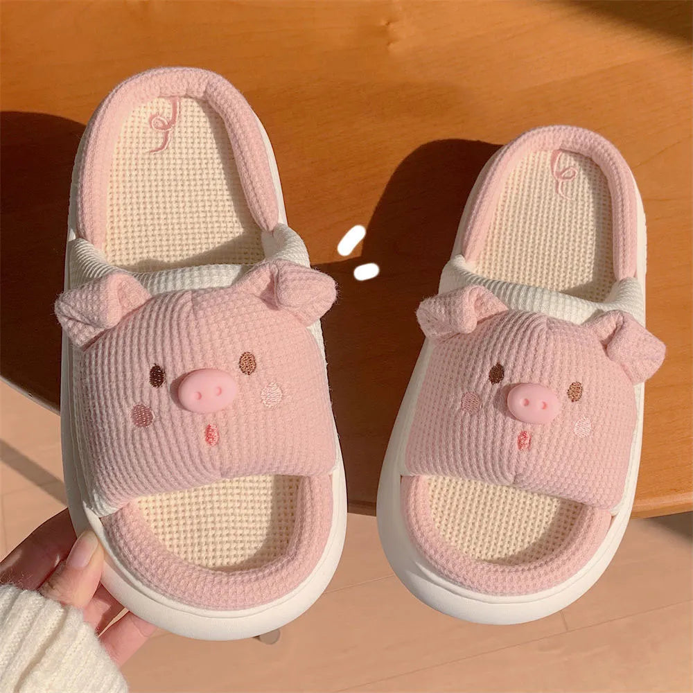 Cute Animal Pig Slippers for Women All Season Breathable Open Toe - Bonnie Lassio