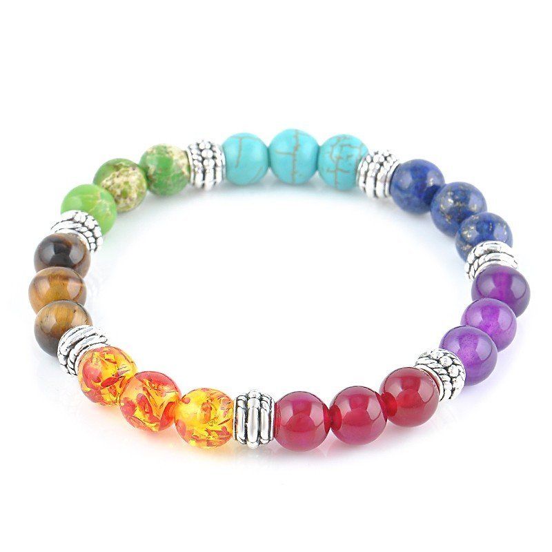 7 Chakra Gem Stone Beads Pendant Necklace Women Yoga Healing - Bonnie Lassio