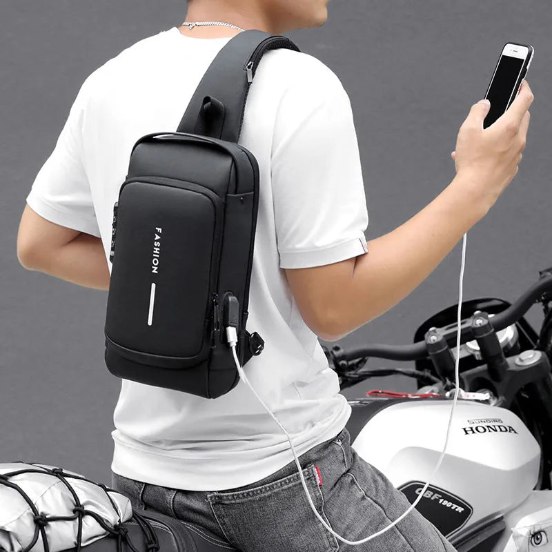 Men Sling Backpack Cross body Shoulder Chest Bag Anti-theft Travel Motorcycle Rider Waterproof Oxford Male Messenger Bags - Bonnie Lassio