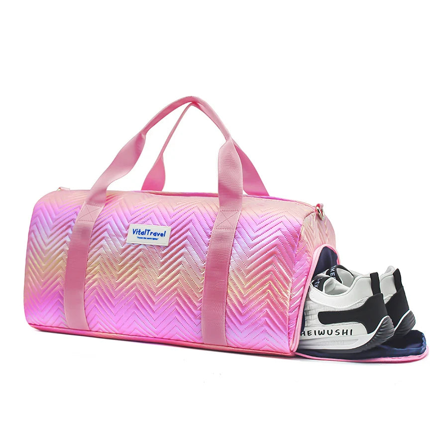 Sports Gym Bag Travel Duffel with Dry Wet Pocket and Shoe Compartment Unisex - Bonnie Lassio