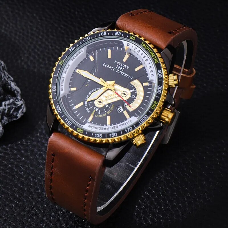 Fashion Mens Calendar Watches Male Business Casual Black Leather Quartz Watch Men Waterproof Wrist Watch - Bonnie Lassio