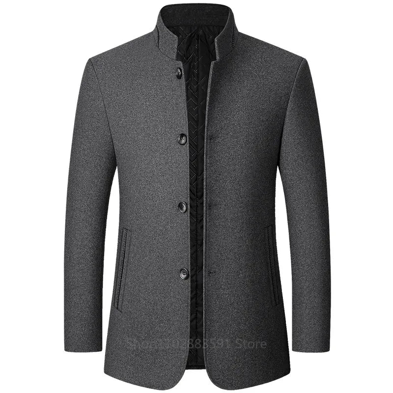 Autumn/Winter Woolen Coat British Style Solid Mid-Length Men Wool Woolen Jacket Men Coat Business Overcoat Male - Bonnie Lassio