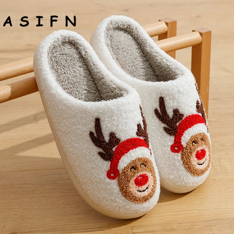 Winter Christmas Reindeer Slippers Cute Elk - Bonnie Lassio