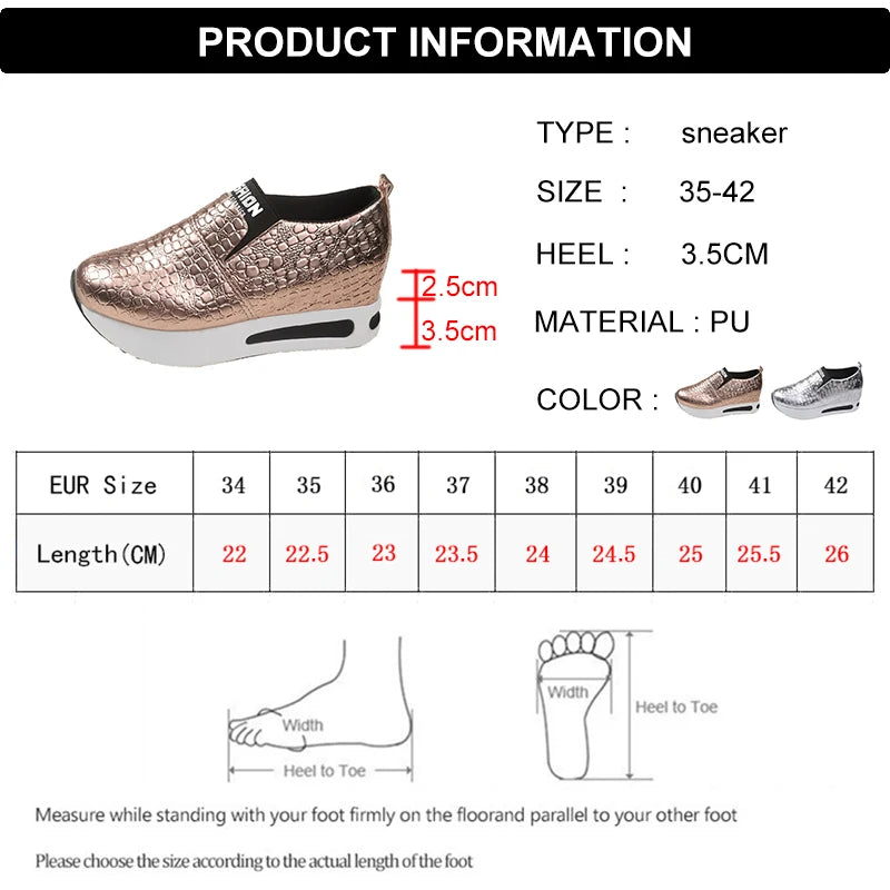 Womens Patent Slip-On Shoes Silver Gold Thick Platform Fashion Loafer 2024 Stock