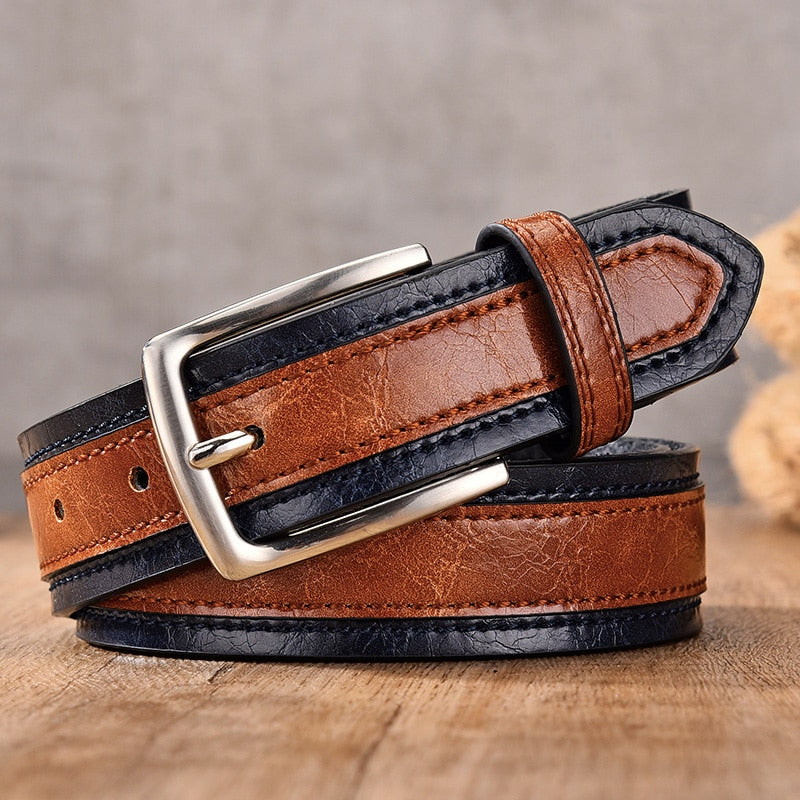 New Men&#39;s Belt Fashion Casual Strap Male Jeans Designer Trouser Belts Pu Genuine Leather Luxury Brand Pin Buckle - Bonnie Lassio