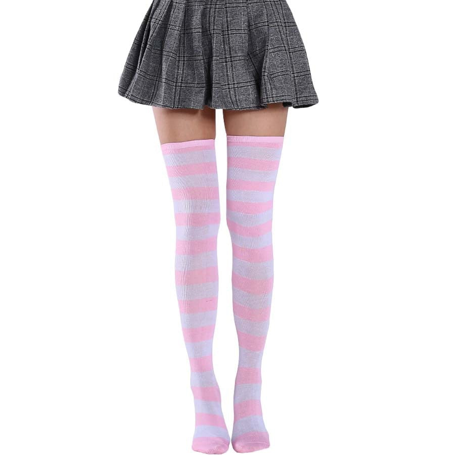 Long Tube Ladies Japanese Blue and White Striped Over-knee Socks Thigh High - Bonnie Lassio