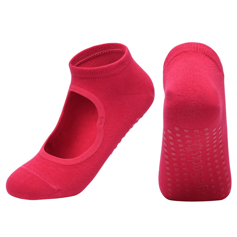 Women High Quality Pilates Socks Anti-Slip Breathable Backless Yoga Socks Ankle Ladies Ballet Dance Sports Socks for Fitness Gym - Bonnie Lassio