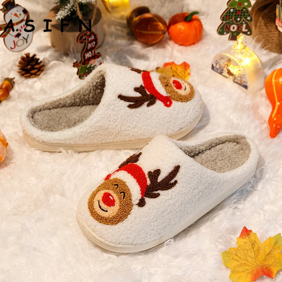 Winter Christmas Reindeer Slippers Cute Elk - Bonnie Lassio