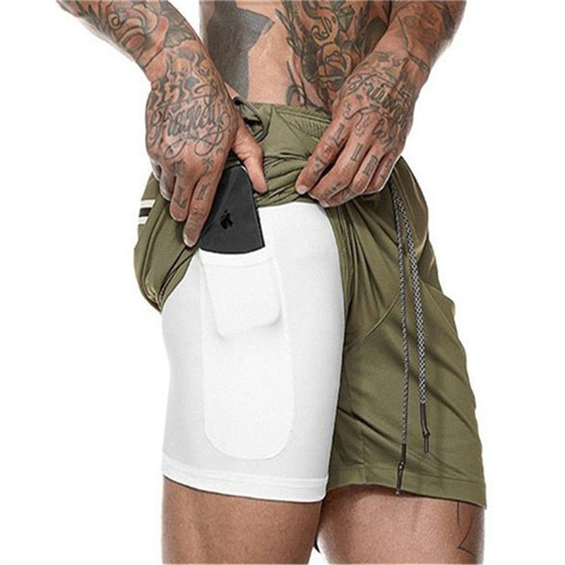 Joggers Shorts Men 2 in 1 sport shorts Gyms Fitness Bodybuilding Workout Quick Dry Beach Shorts Male Summer Running shorts men - Bonnie Lassio