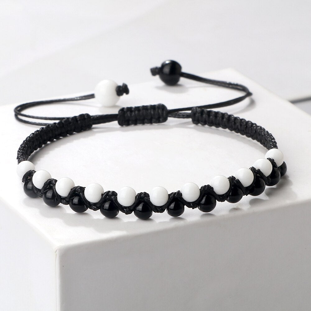 4mm Natural Stone Beads Charm Bracelets Handmade Adjustable Braided Bangles Yoga Meditation - Bonnie Lassio