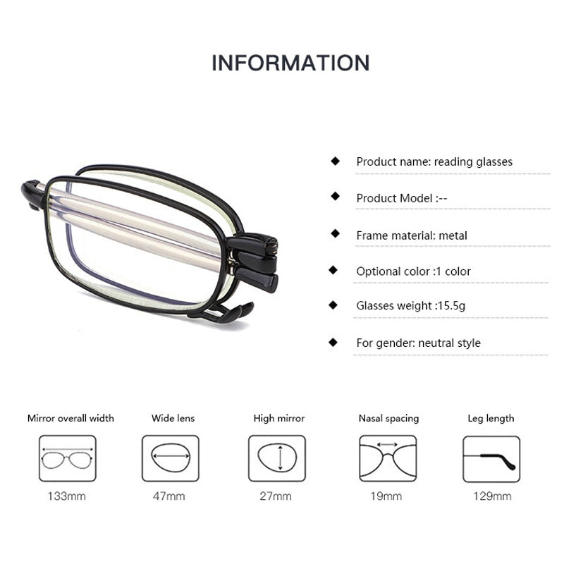 Titanium Alloy Folding Reading Glasses Foldable Presbyopia Men Women Ultra light Eyewear With Case Anti Blue Light 1.0 1.5 2.0 - Bonnie Lassio