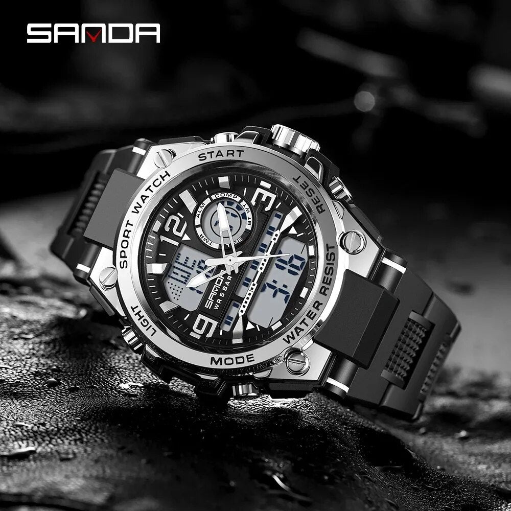 Fashion SANDA Top Brand Men's Watches 5ATM Waterproof Sport Military Wristwatch Quartz Watch - Bonnie Lassio