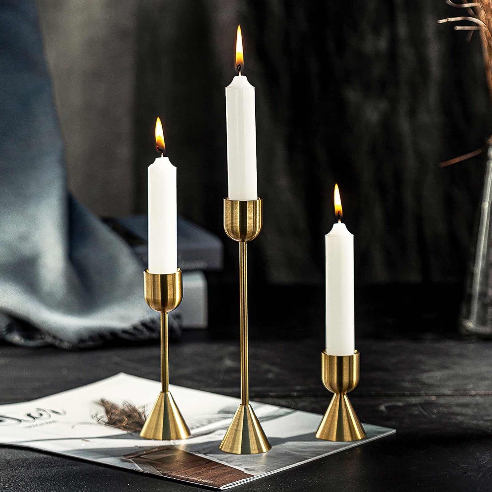 Gold Candle Holder Metal Candlestick for Wedding Room Table Candle Stand Christmas New Year Bar Party Decoration - Bonnie Lassio