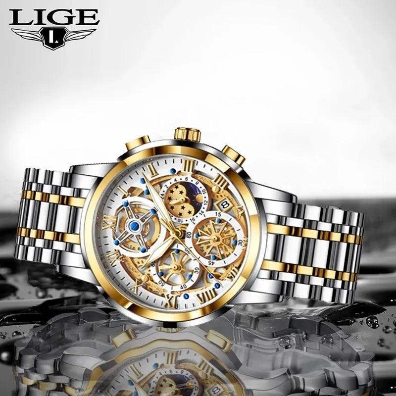 Mens Watch Chronograph Wristwatch Quartz By Lige - Bonnie Lassio