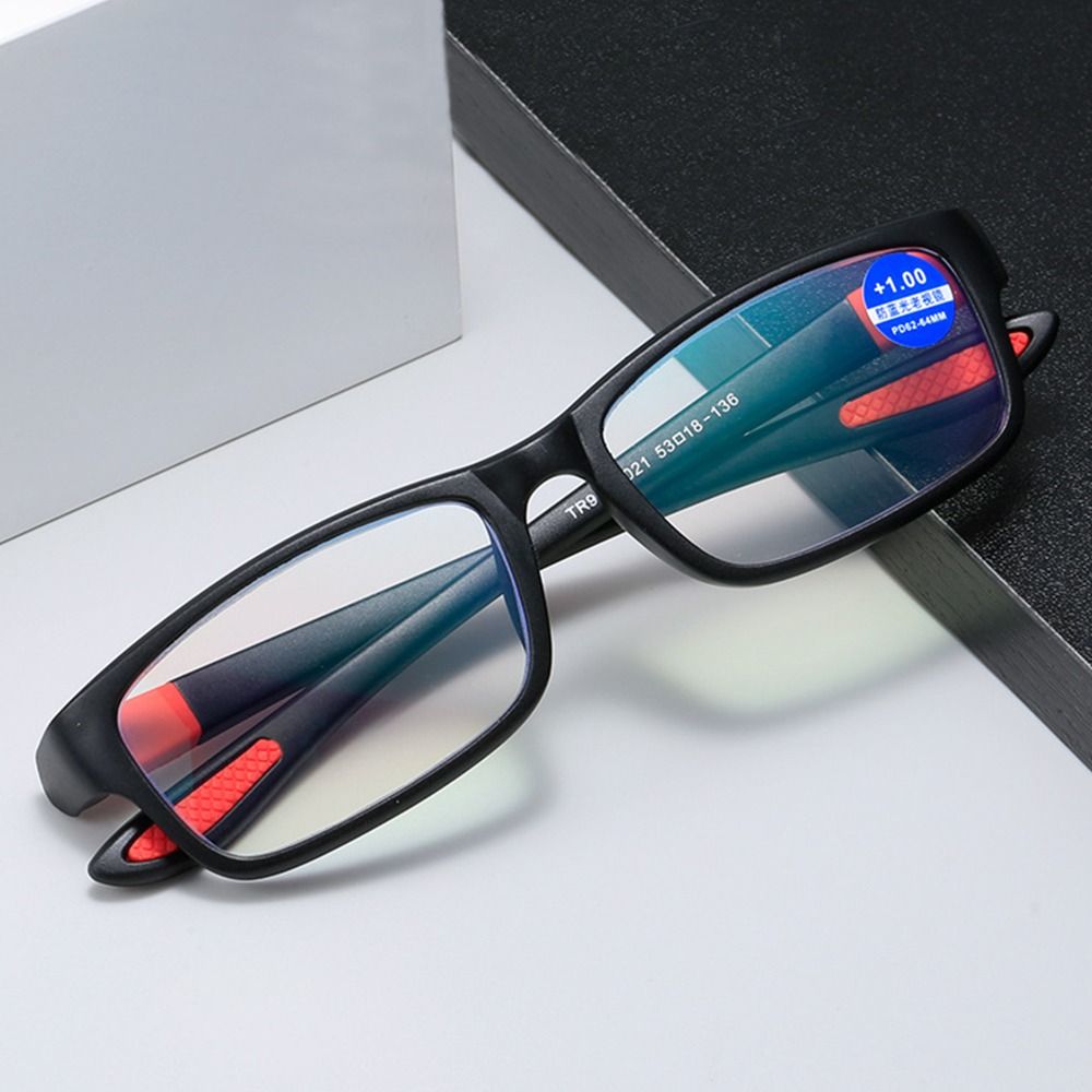 Reading Glasses Men Women Sports Anti-blue Light Reading Eyewear Black Red TR90 Frame Presbyopia Eyeglasses +100 to+400 glasses - Bonnie Lassio