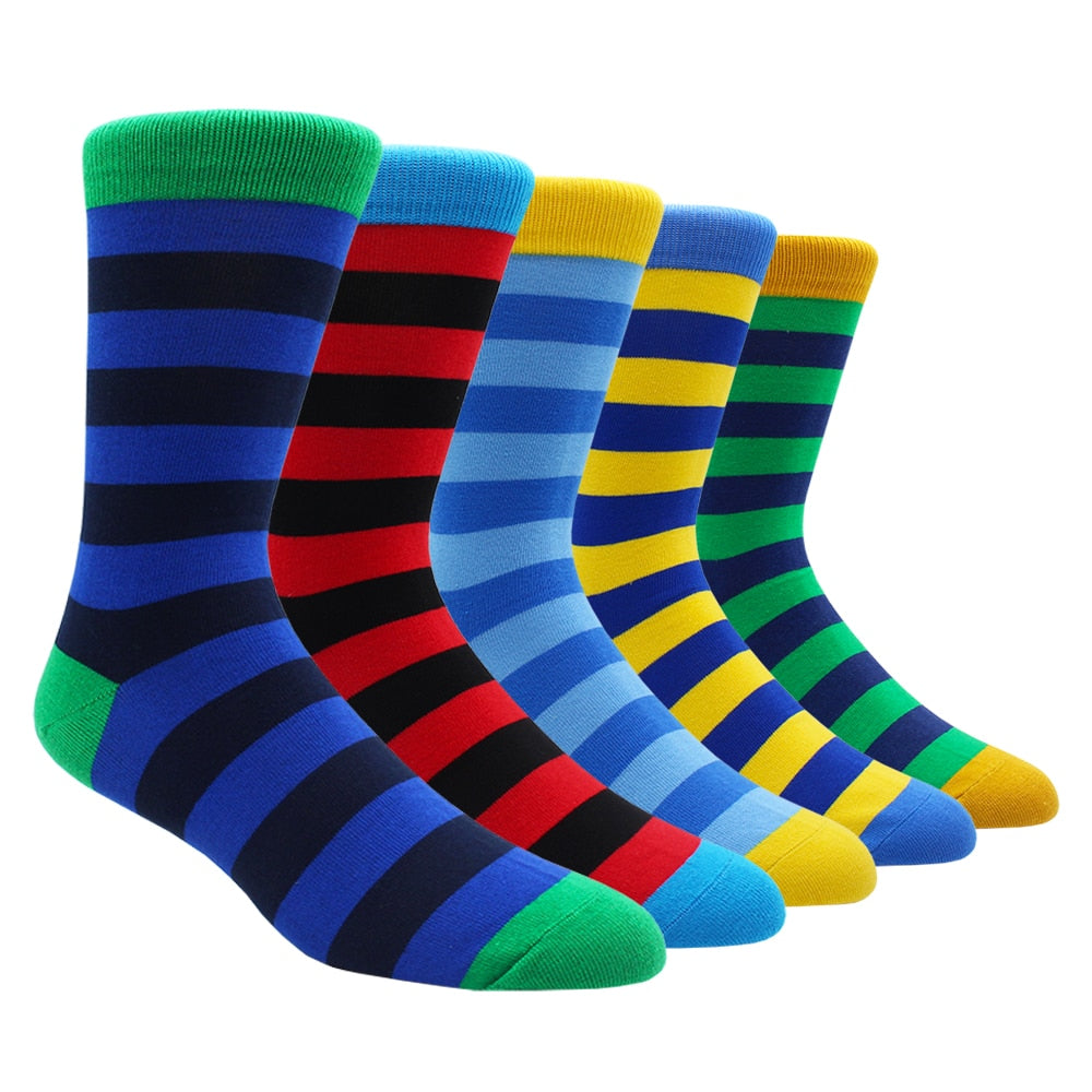 Mens Rainbow Socks Striped Mixed Colours 5 Pairs - Bonnie Lassio