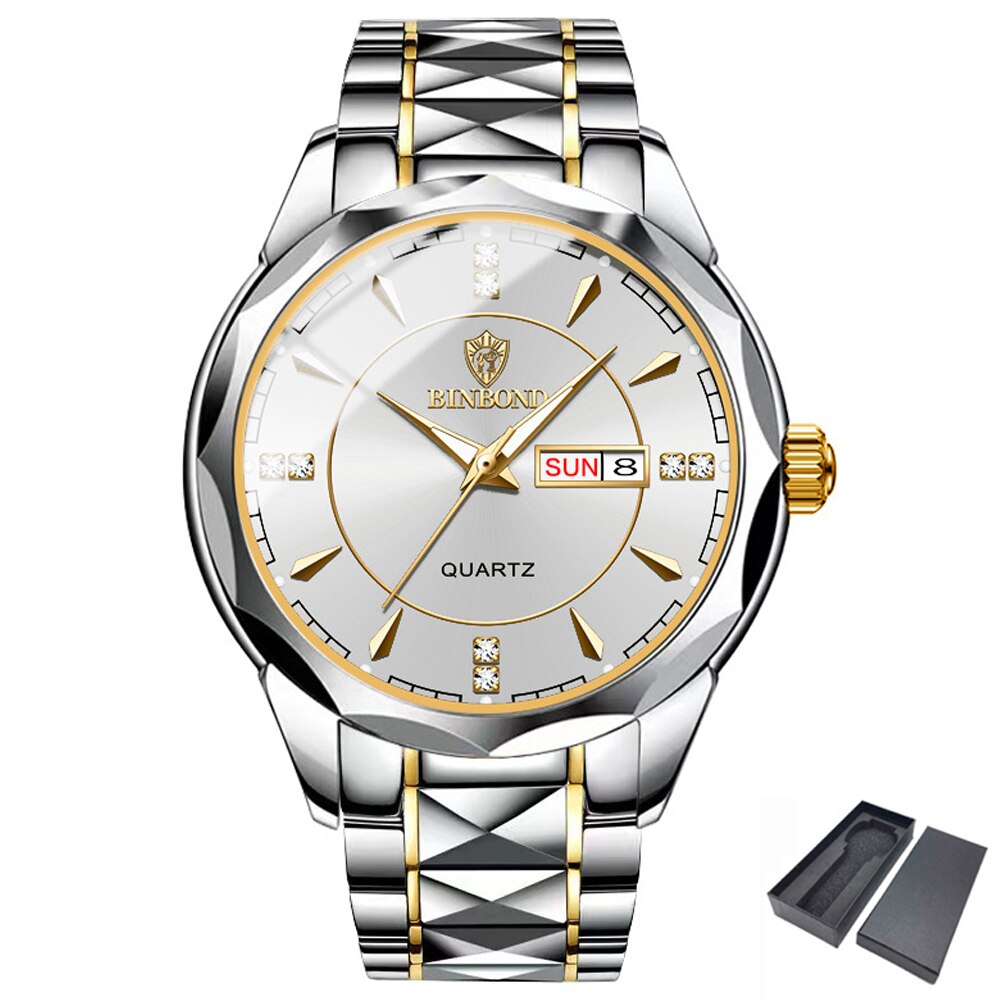 Men Gold Watch Luxury Quartz Mens Business Watches Fashon Day Date Male Clock Stainless Steel Waterproof Relogio Masculino 2023 - Bonnie Lassio