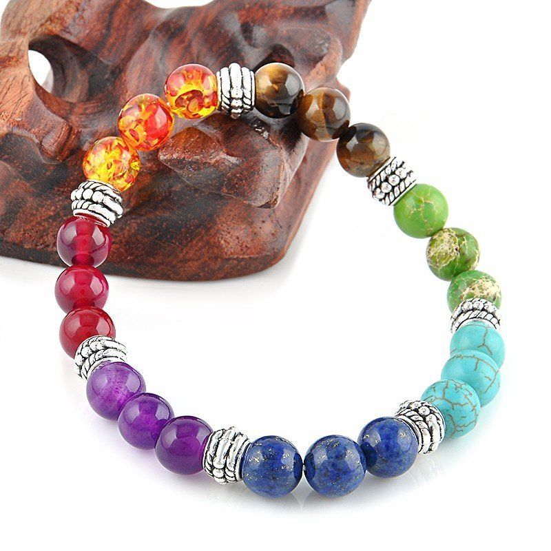 7 Chakra Gem Stone Beads Pendant Necklace Women Yoga Healing - Bonnie Lassio