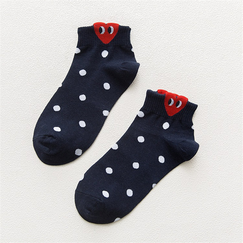 Kawaii Women 3D Ear socks Red Heart Pattern With Big Eyes Cute Campus Simple Basic Fresh Female Sokken Happy Socks Sweet Girls - Bonnie Lassio