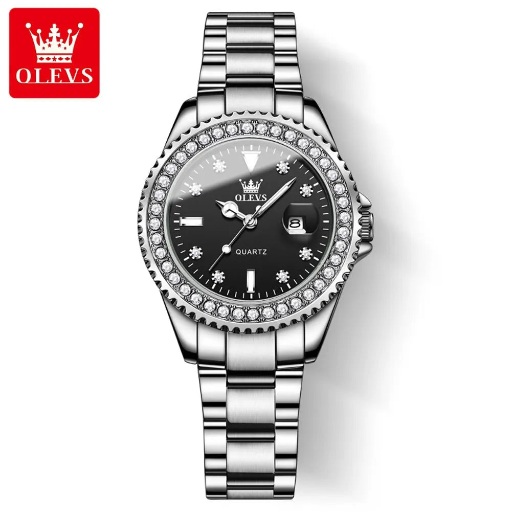 OLEVS Original Diamond Dial Quartz Watch for Women Fashion Elegant Ladies Watches Stainless Steel - Bonnie Lassio