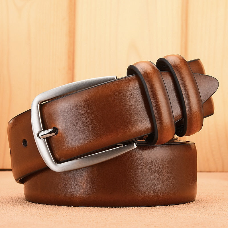 Mens Cowskin Belts For Jeans Genuine Leather Strap Pin Buckle - Bonnie Lassio