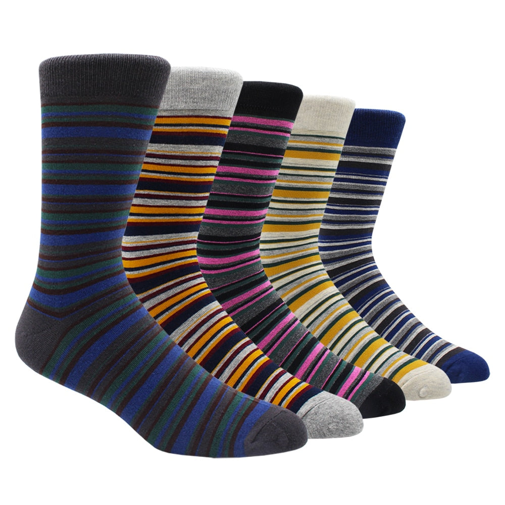 Mens Rainbow Socks Striped Mixed Colours 5 Pairs - Bonnie Lassio