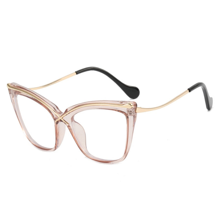 New Fashion Retro Designer Anti Blue Light Women Glasses Metal Cat Eye Frame Brand Quality Trend Clear Reding Computer Eyeglasse - Bonnie Lassio