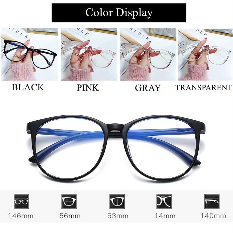 Anti Blue light Myopia Glasses Women Computer Men Eyeglass Vintage Optical Plain Frame Spectacles Transparent Blocking Glasses - Bonnie Lassio