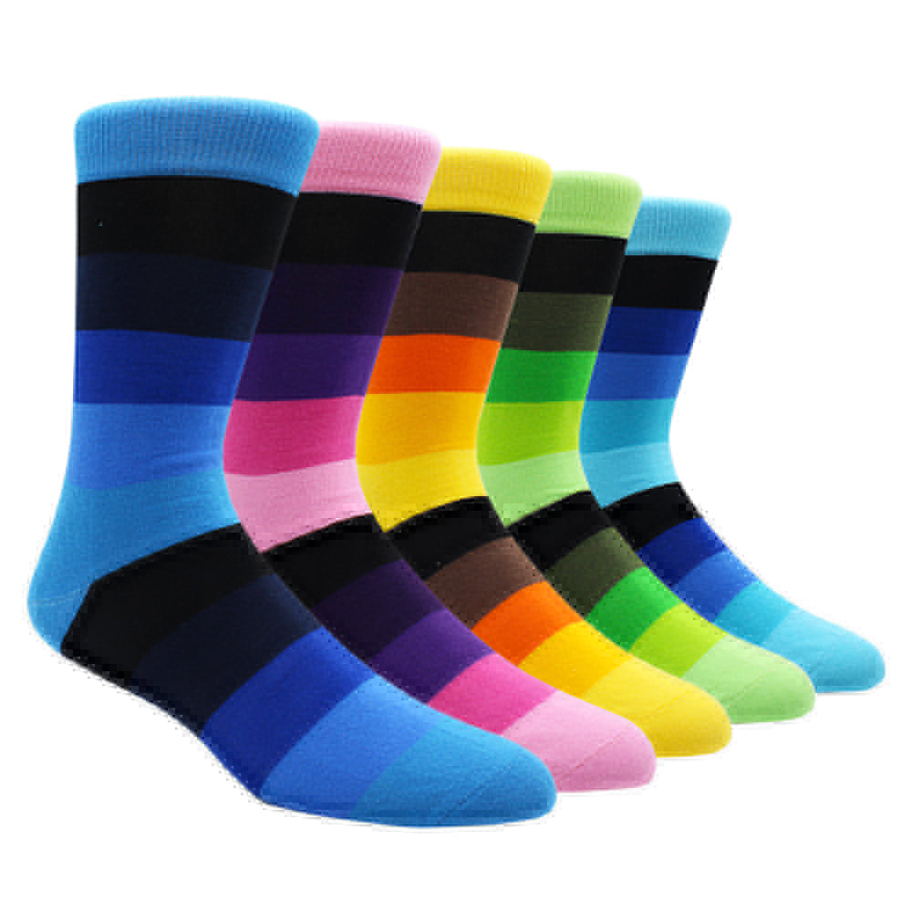 Mens Rainbow Socks Striped Mixed Colours 5 Pairs - Bonnie Lassio