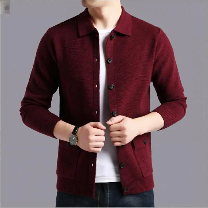 Mens Cardigan Sweater With Collar