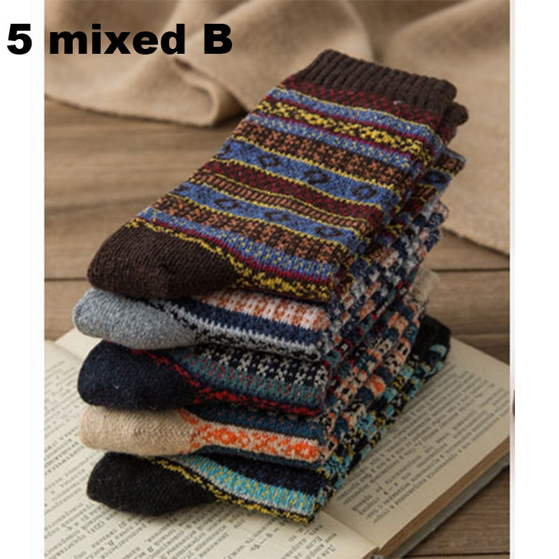 5 Pairs Autumn Winter Warm Men&#39;s Thicken Thermal Wool Socks Fashion Casual Harajuku  Spanish Socks National Style Socks for Gift - Bonnie Lassio