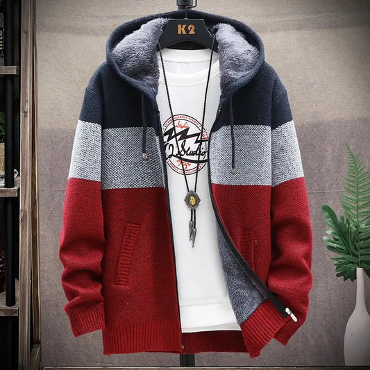 Men's Cardigan Hooded Sweater Autumn Winter Fashion Thick Jacket Coat - Bonnie Lassio