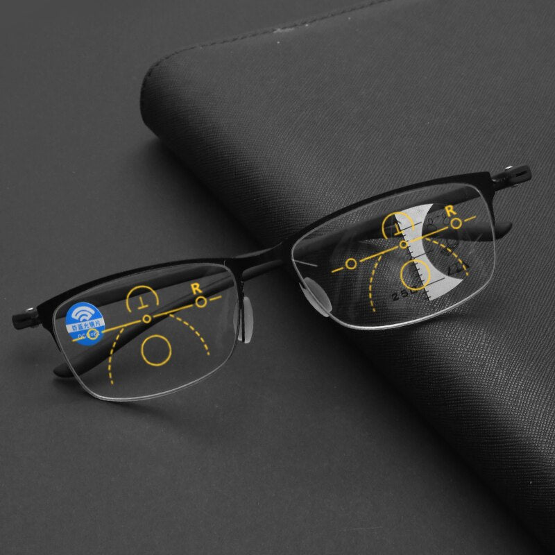IENJOY Half Frame Multifocal Reading Glasses for Men TR Progressive Bifocal Eyeglasses Blue Light Presbyopic Eyewear 1.0 2.0 3.0 - Bonnie Lassio