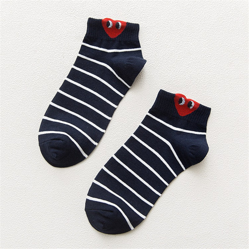 Kawaii Women 3D Ear socks Red Heart Pattern With Big Eyes Cute Campus Simple Basic Fresh Female Sokken Happy Socks Sweet Girls - Bonnie Lassio