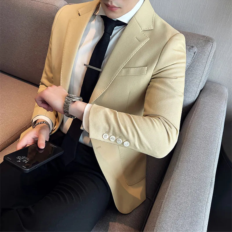 Mens Blazers Solid Color Lapel Slim