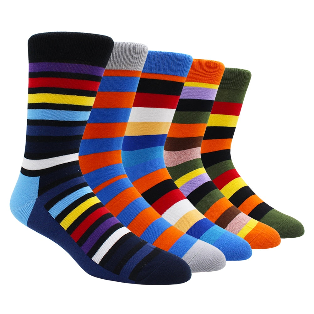 Mens Rainbow Socks Striped Mixed Colours 5 Pairs - Bonnie Lassio