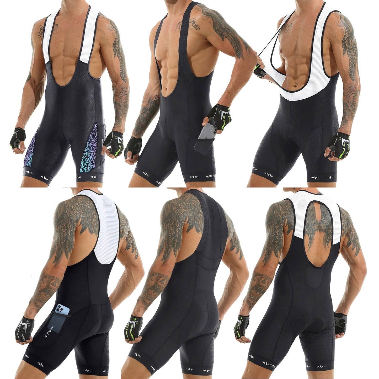 X-Tiger Men's Cycling Bib Shorts With Pocket UPF 50+ Latest Generation Quick-dry Polyester Competitive Edition Series Bib Shorts - Bonnie Lassio