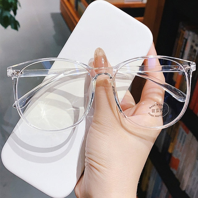 Anti Blue light Myopia Glasses Women Computer Men Eyeglass Vintage Optical Plain Frame Spectacles Transparent Blocking Glasses - Bonnie Lassio