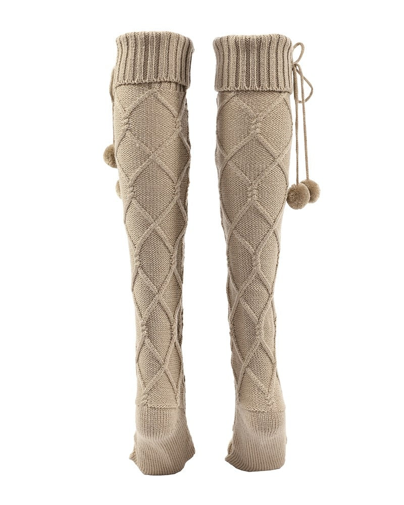 Womens Long Socks Stockings Knitted Knee High Autumn Winter - Bonnie Lassio